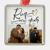 Minimale ring in het nieuwe jaar Verloving Metalen Ornament (Voorkant)