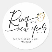 Minimale ring in het nieuwe jaar Verloving Ronde Sticker (Voorkant)