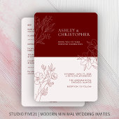 Minimale rode bladeromtrek All-in-One bruiloft Kaart