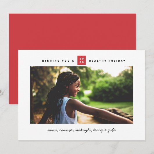 Minimale rode doos foto feestdagenkaart (Voorkant / Achterkant)