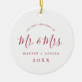 Minimale Rode Eerste Kerstfeest Foto Keramisch Ornament (Voorkant)