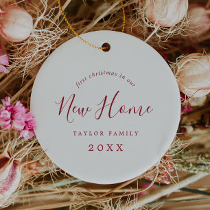 Minimale Rode Eerste Kerstmis in onze nieuwe homef Keramisch Ornament