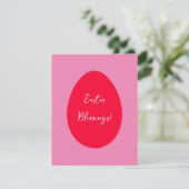 Minimale rode en roze ei paasverbijstering feestdagenkaart (Staand voorkant)