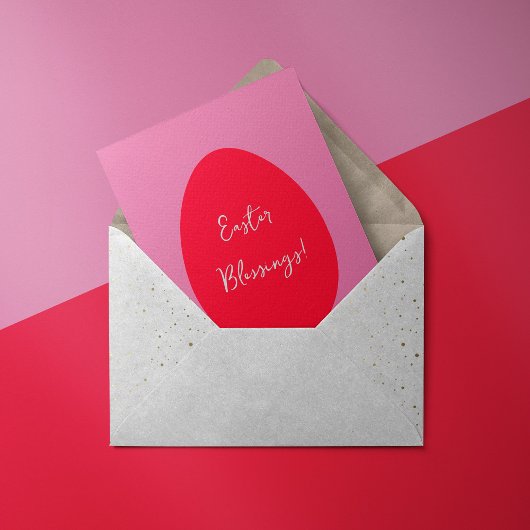 Minimale rode en roze ei paasverbijstering feestdagenkaart