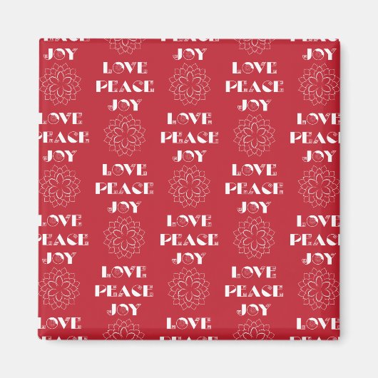 Minimale Rode en Witte Liefde, Vrede, Joy Magneet (Voorkant)