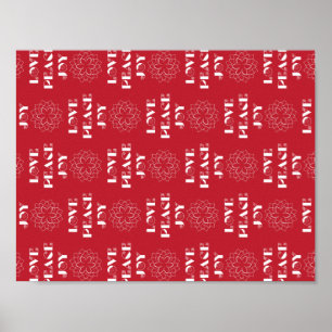 Minimale Rode en Witte Liefde, Vrede, Joy Poster
