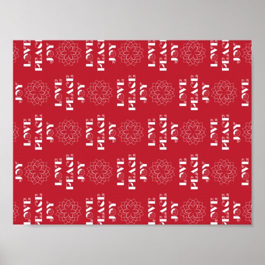 Minimale Rode en Witte Liefde, Vrede, Joy Poster (Voorkant)