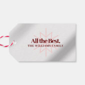 Minimale Rode Folie Prettige feestdagen Snowflakes Cadeaulabel (Achterkant Horizontaal)