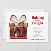 minimale rode foto kerst bakfeest kaart (Voorkant)