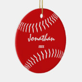 minimale rode groene honkbal keramisch ornament (Rechts)