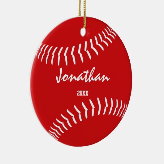 minimale rode groene honkbal keramisch ornament (Rechts)