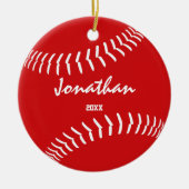 minimale rode groene honkbal keramisch ornament (Voorkant)