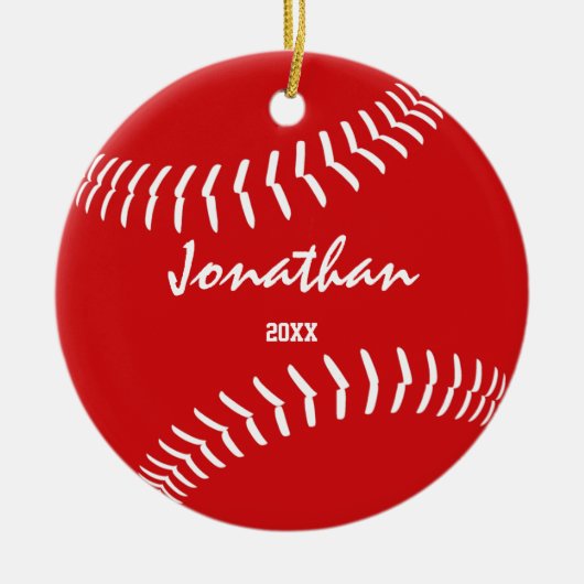 minimale rode groene honkbal keramisch ornament (Voorkant)