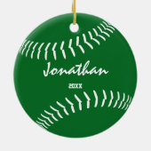 minimale rode groene honkbal keramisch ornament (Achterkant)