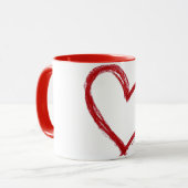 Minimale Rode Hart Mok | Eenvoudige Liefdeskoffiek (Voorkant links)