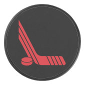 Minimale Rode Hockeystick & Puck (Voorkant)