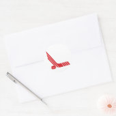 Minimale Rode Hockeystick & Puck Ronde Sticker (Envelop)
