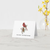 Minimale Rode Kardinaal KerstakerKaart Kaart (Gele Bloem)