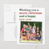 Minimale Rode Kerstmis Goud Nieuwjaar Foto Feestdagenkaart (Voorkant / Achterkant)