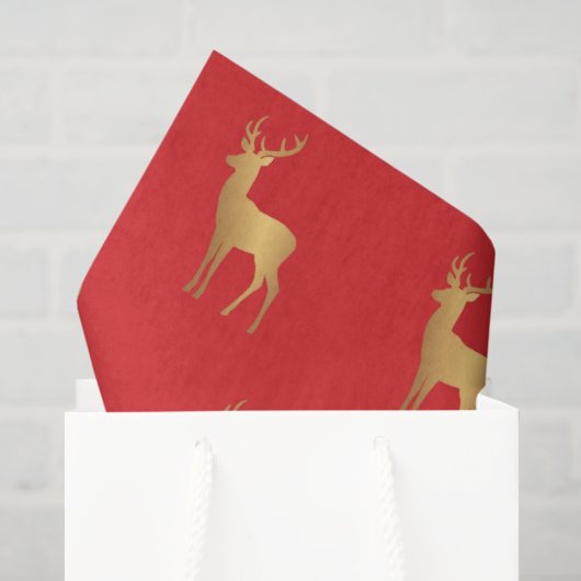 Minimale rode Kerstmis Kerstmis gouden eland patro Tissuepapier (Cadeauzakje)