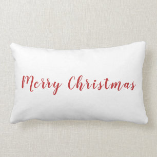 Minimale rode kersttekst met vrolijk kerstfeest kussen