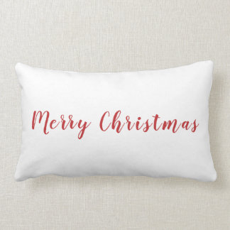 Minimale rode kersttekst met vrolijk kerstfeest kussen