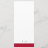 Minimale Rode Klassieke Eenvoudige Elegante Bruilo Programmakaart (Achterkant)