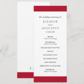 Minimale Rode Klassieke Eenvoudige Elegante Bruilo Programmakaart (Voorkant / Achterkant)