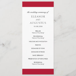 Minimale Rode Klassieke Eenvoudige Elegante Trouw Programmakaart