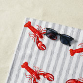 Minimale rode kreeft Abstracte strepen gepersonali Strandlaken