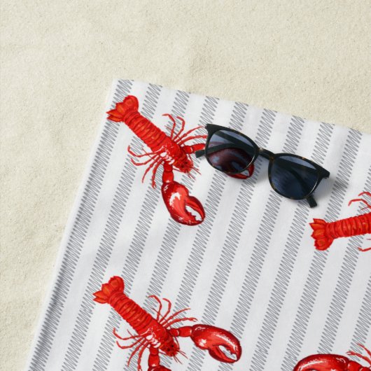 Minimale rode kreeft Abstracte strepen gepersonali Strandlaken (In situ)