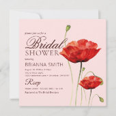 Minimale Rode Liefdesrozen Bruidsfeestje Kaart (Voorkant)