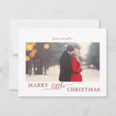 Minimale Rode Marry met kleine kerstavond Bespaar  Feestdagenkaart (Voorkant)