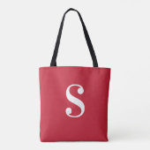 Minimale Rode met Grote Witte Monogram Tote Bag (Achterkant)
