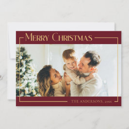 Minimale rode moderne kerstfoto feestdagenkaart