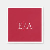 Minimale rode monogram Eenvoudige elegante bruilof Servet (Voorkant)