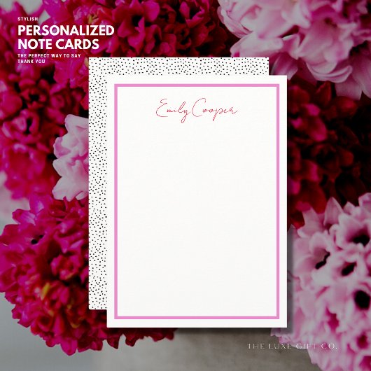 Minimale Rode Paars Dank je wel Kaart Kleine Polka Notitiekaartje