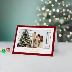 Minimale rode rand foto Elegante kerst Folie Feestdagenkaart