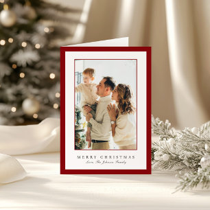Minimale Rode Rand Foto Elegante Kerstmis Feestdagen Kaart