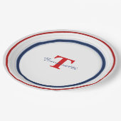 Minimale rode rode witte en blauwe cirkels papieren bordje (Gekanteld)