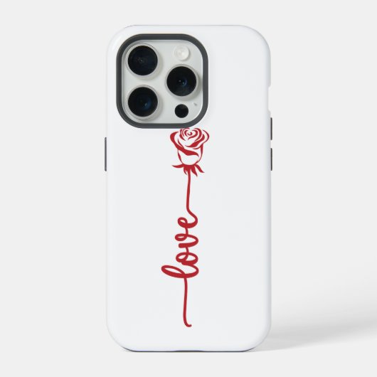 Minimale Rode Roos Lijn Kunst iPhone Hoesje (Achterkant)