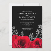 Minimale Rode Roos op uitnodiging voor een zwarte (Voorkant)