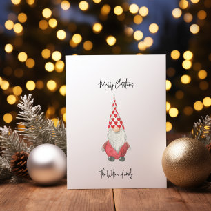 Minimale Rode Scandinavische Gnome Vrolijk Kerstfe Feestdagenkaart