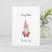 Minimale Rode Scandinavische Gnome Vrolijk Kerstfe Feestdagenkaart (Staand voorkant)