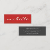 Minimale rode streep tekst mini visitekaartje (Voorkant / Achterkant)