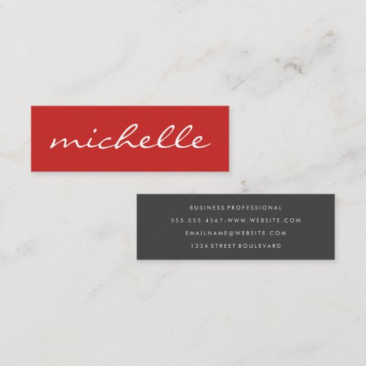Minimale rode streep tekst mini visitekaartje (Voorkant / Achterkant)