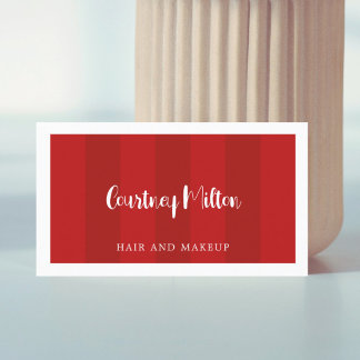 Minimale rode strepes White Beauty Hair Makeup Visitekaartje