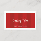Minimale rode strepes White Beauty Hair Makeup Visitekaartje (Voorkant)