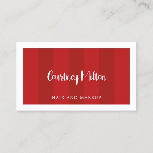 Minimale rode strepes White Beauty Hair Makeup Visitekaartje (Voorkant)