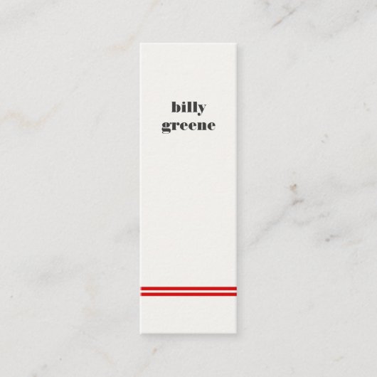 Minimale rode streping met kool Hip Mini Visitekaartje (Voorkant)